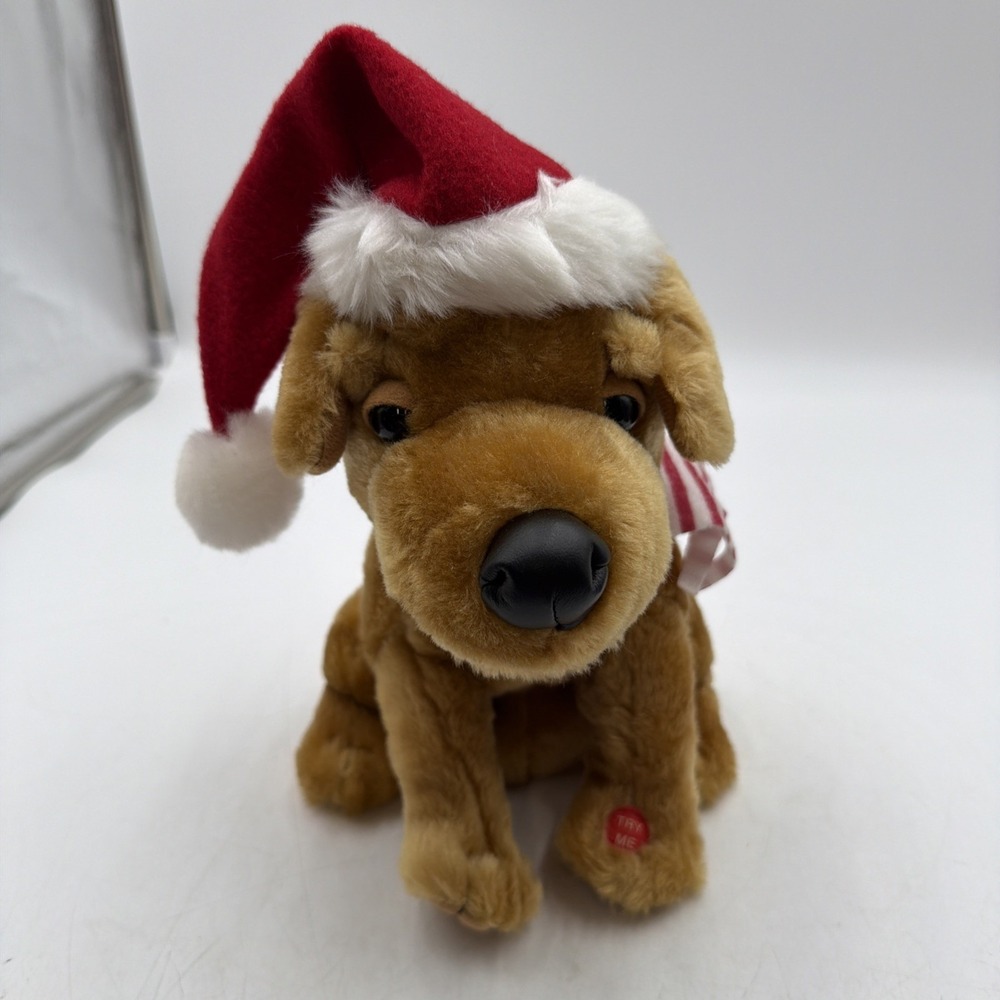 Plush Christmas Animated Dog Pan Asian Creations 12' Sings O Christmas Tree